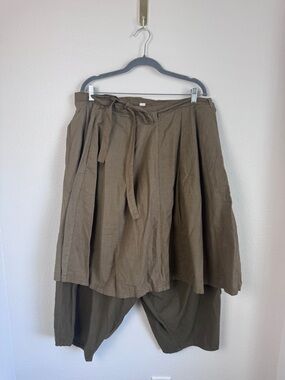 Progressive Flow Japanese Wrap Waist Drop Crotch Army Green Trousers Avant Garde